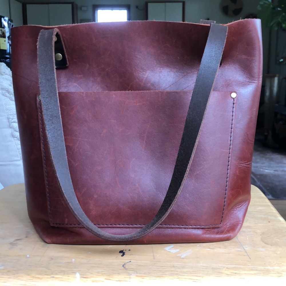 Portland Leather tote bag. Size small. Color Cognac.
